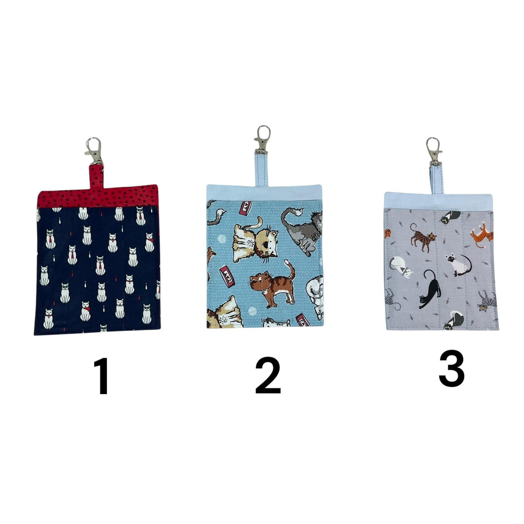 pen holder for highlighter pen clips onto neck lanyard , wide clip on pen pouch, 3 pen fabric pen case, handbag keychain pen holder