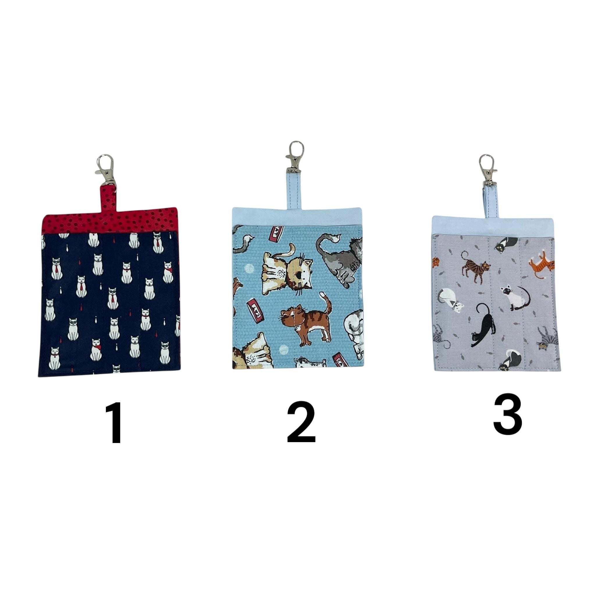 pen holder for highlighter pen clips onto neck lanyard , wide clip on pen pouch, 3 pen fabric pen case, handbag keychain pen holder