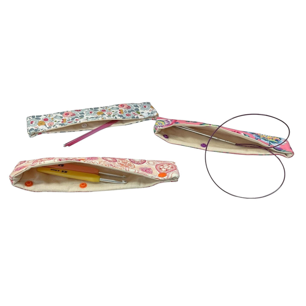 Double pointed knitting needle cosy in Liberty Fabric, sock Knitting Needle Case: Floral Project Keeper