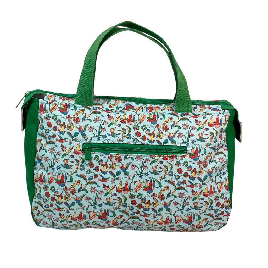 large toiletries bag made from  Liberty fabric, with handles and pockets in and outside, bird Waterproof lined wash pouch, ladies gift