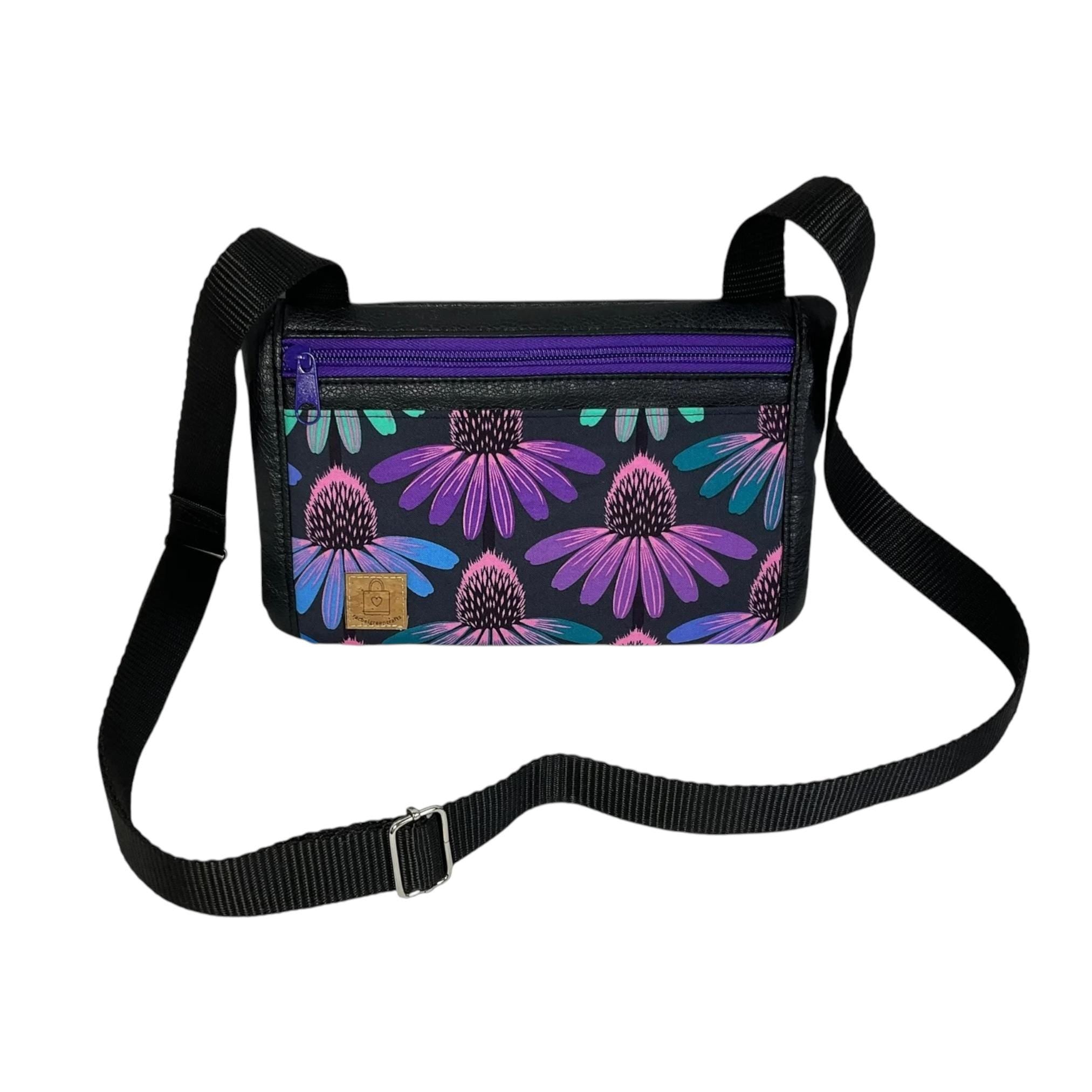 Small shoulder phone bag, flat floral print Pouch, woodland handbag, teenager purse, essentials bag