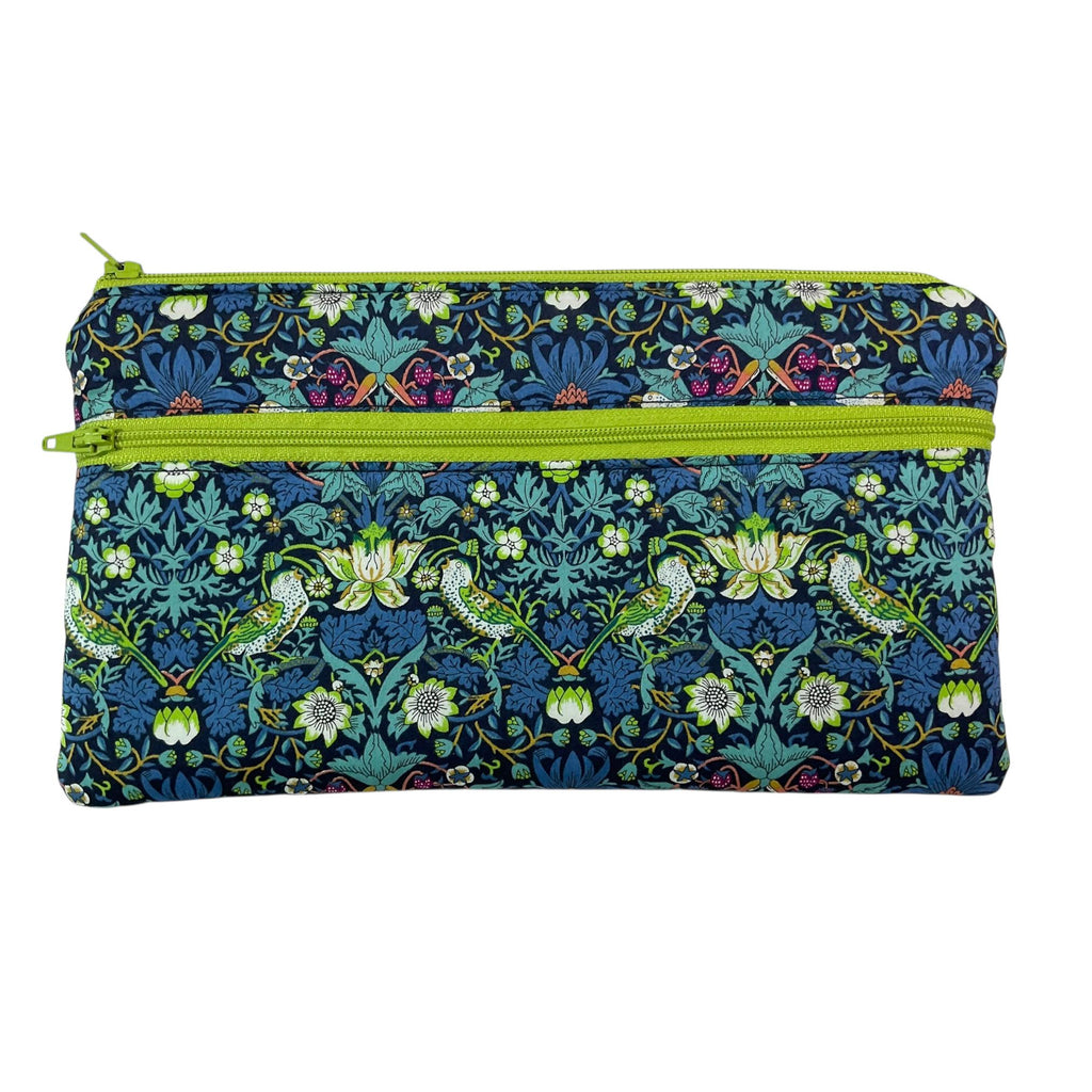 Liberty fabric two zip pocket pouch, double pocket case, 2 pocket zipper floral water resistant case, ladies gift, girls privacy pouch