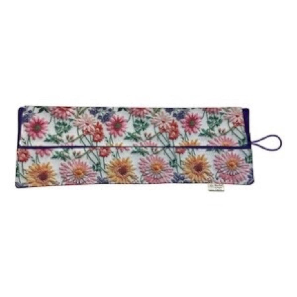 Circular needle case for short needles in floral print, needle wallet, fixed 16" case, 9" sock needles, 12" , knitters gift, needle holder,