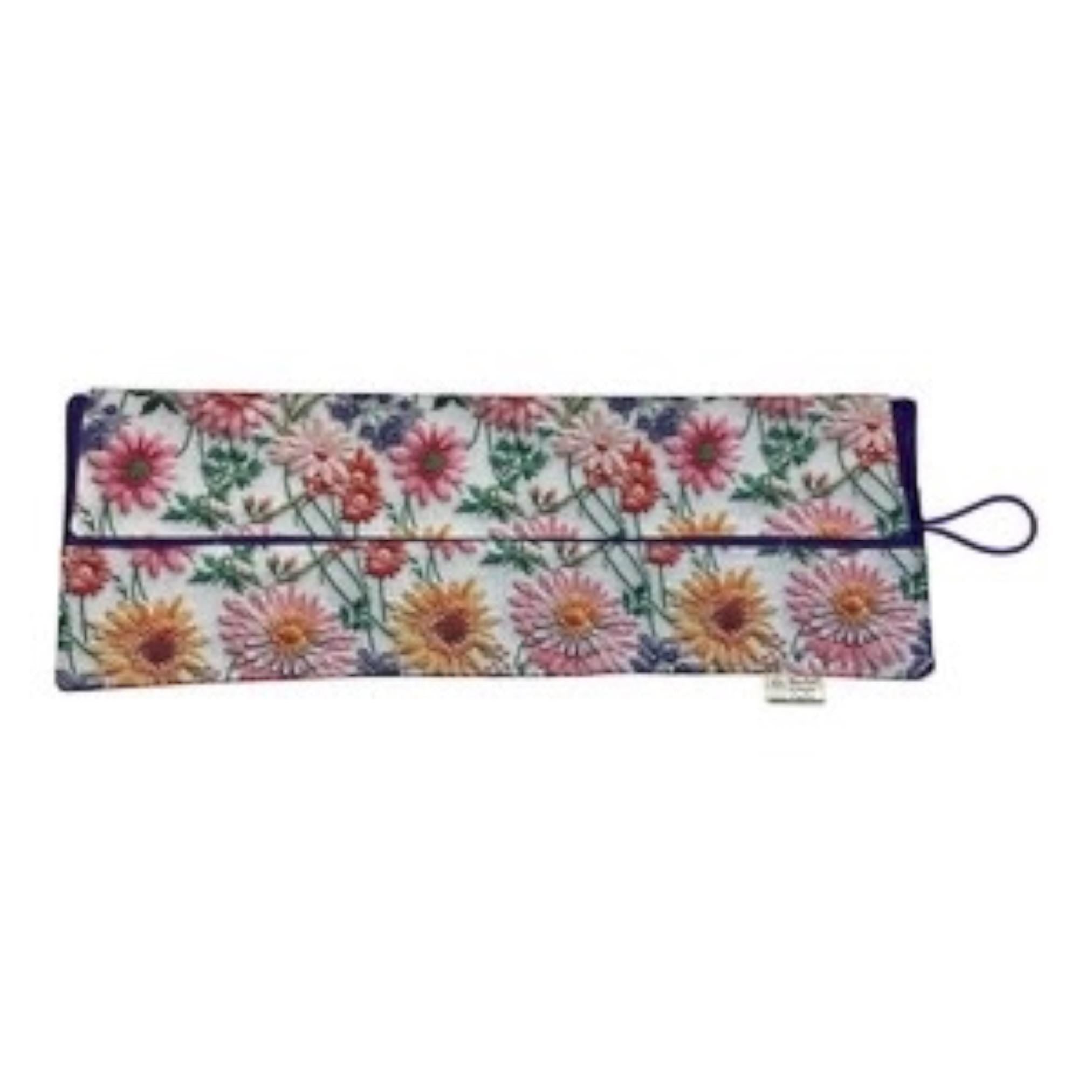Circular needle case for short needles in floral print, needle wallet, fixed 16" case, 9" sock needles, 12" , knitters gift, needle holder,