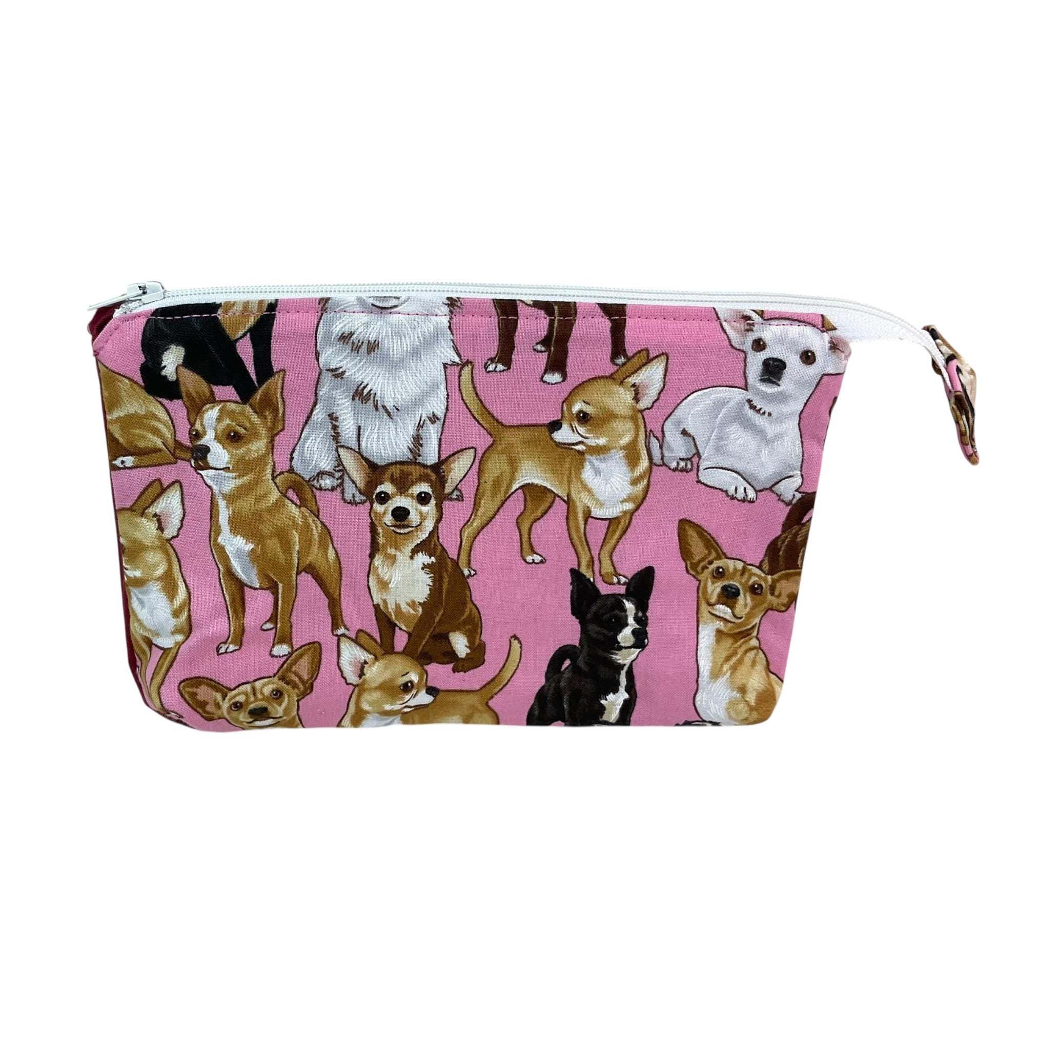 cosmetics bag with Dog, Bee, Hedgehog, Makeup Organizer Bag: 3-Section Zipper Pouch