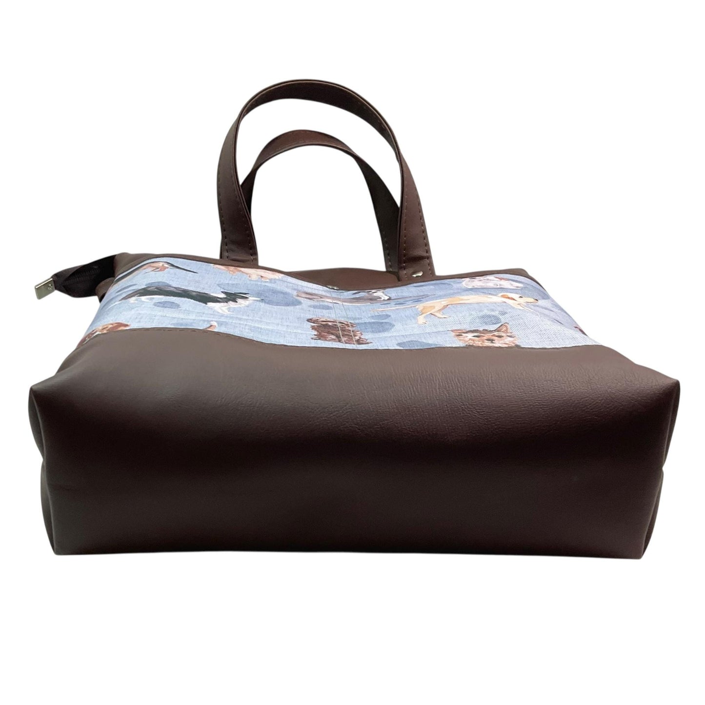 Handbag in faux Leather and dog breeds print