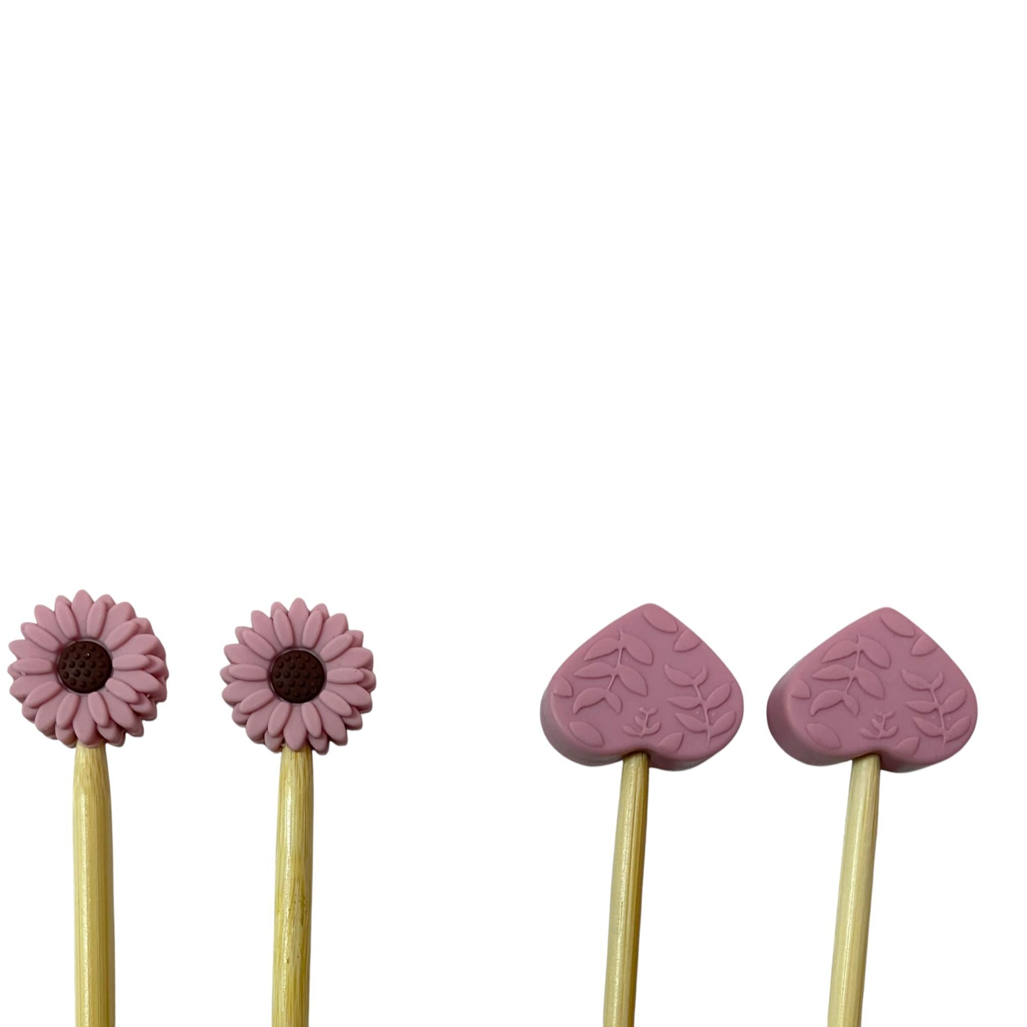Floral stitch stopper, sunflower needle point protector, daisy knitting needle stitch stopper