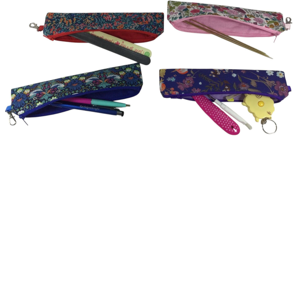 Liberty fabric slim pencil case, floral skinny zip pouch with lanyard clip, small items pouch, nail file storage, medical female sanitary
