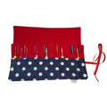 Crochet hook case with denim spot, Ergonomic organiser, roll up case, knitters gift, Crochet gift, crochet storage