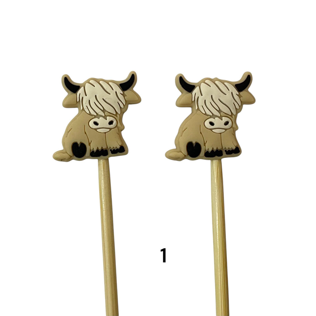 Highland Cow stitch stopper, knitting point protector, Silicone needle end