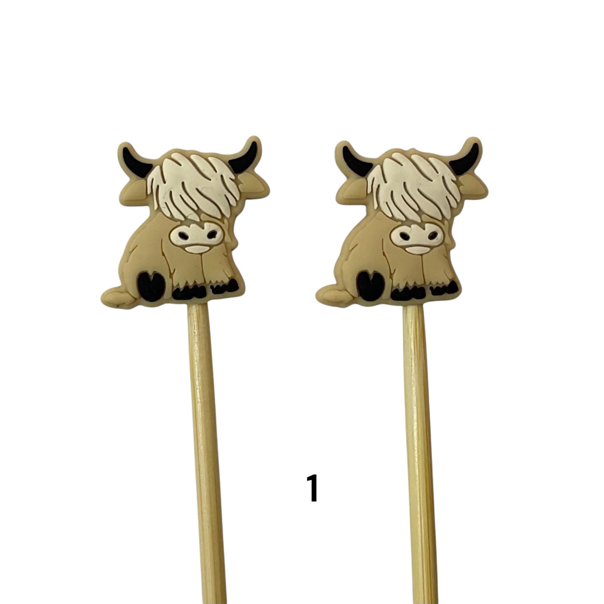 Highland Cow stitch stopper, knitting point protector, Silicone needle end
