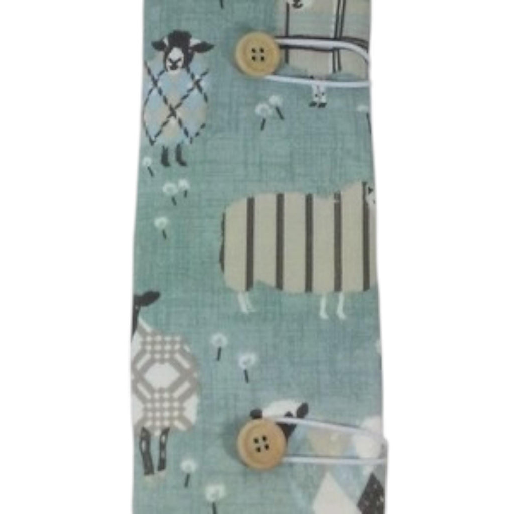 interchangeable and double pointed needle case with turquoise sheep, knitting needle pouch, hiya hiya case, knit pro wallet