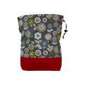 Two at a time knitting bag with floral print, medium sock sack, drawstring divided crochet and crafting work in progress bag, WIP