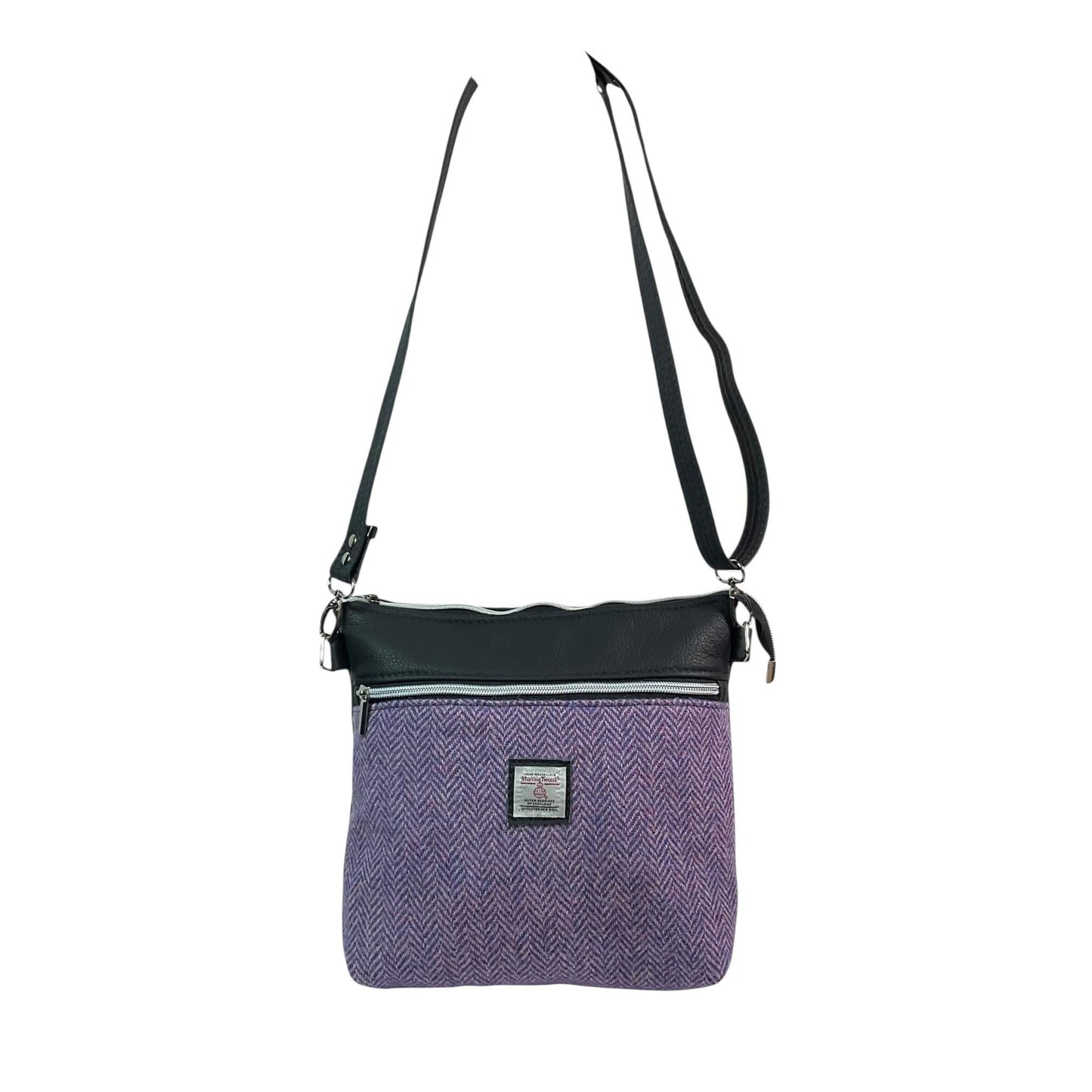 Handbag in genuine leather and Harris tweed