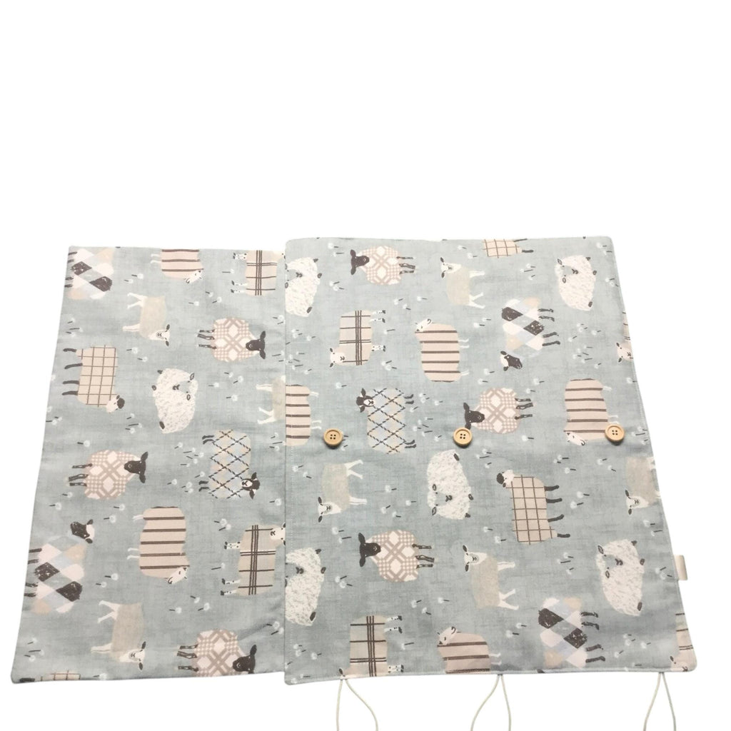 Straight and circular knitting needle case with blue sheep, knitting needle pouch,  needle storage, long needles wallet, fixed sock needle