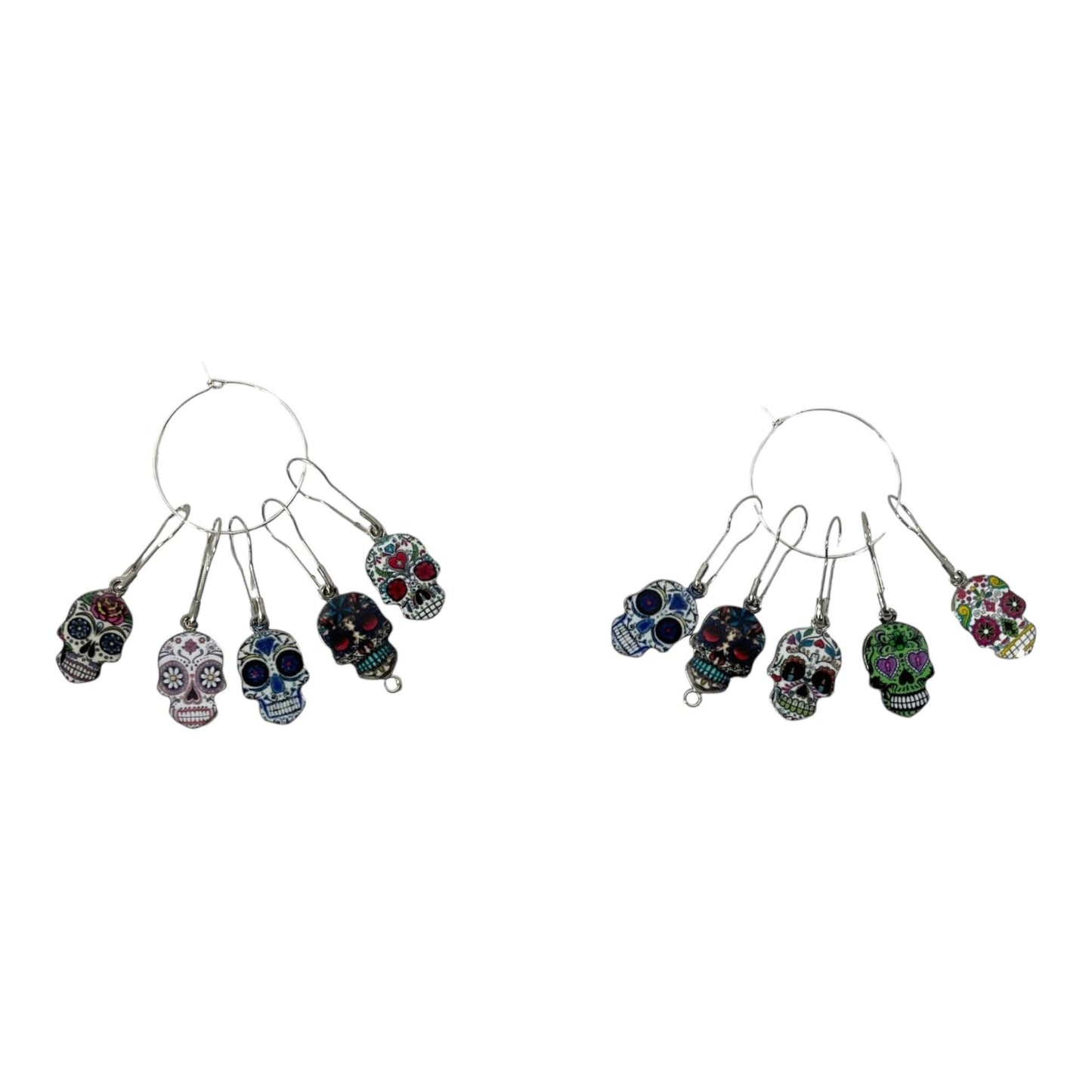 enamelled Skull Stitch markers for knitting and crochet