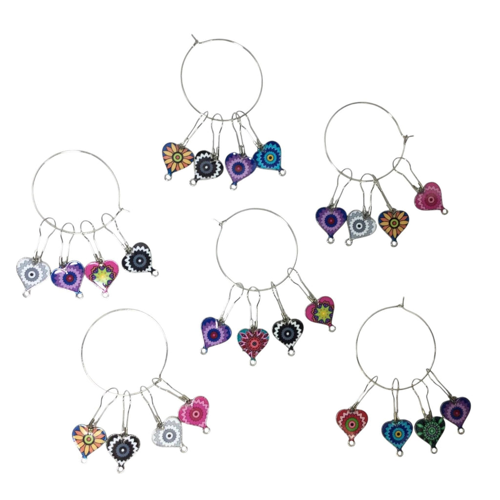 Heart Stitch Markers: Enamelled Knitting Crochet Charms (Set of 4)