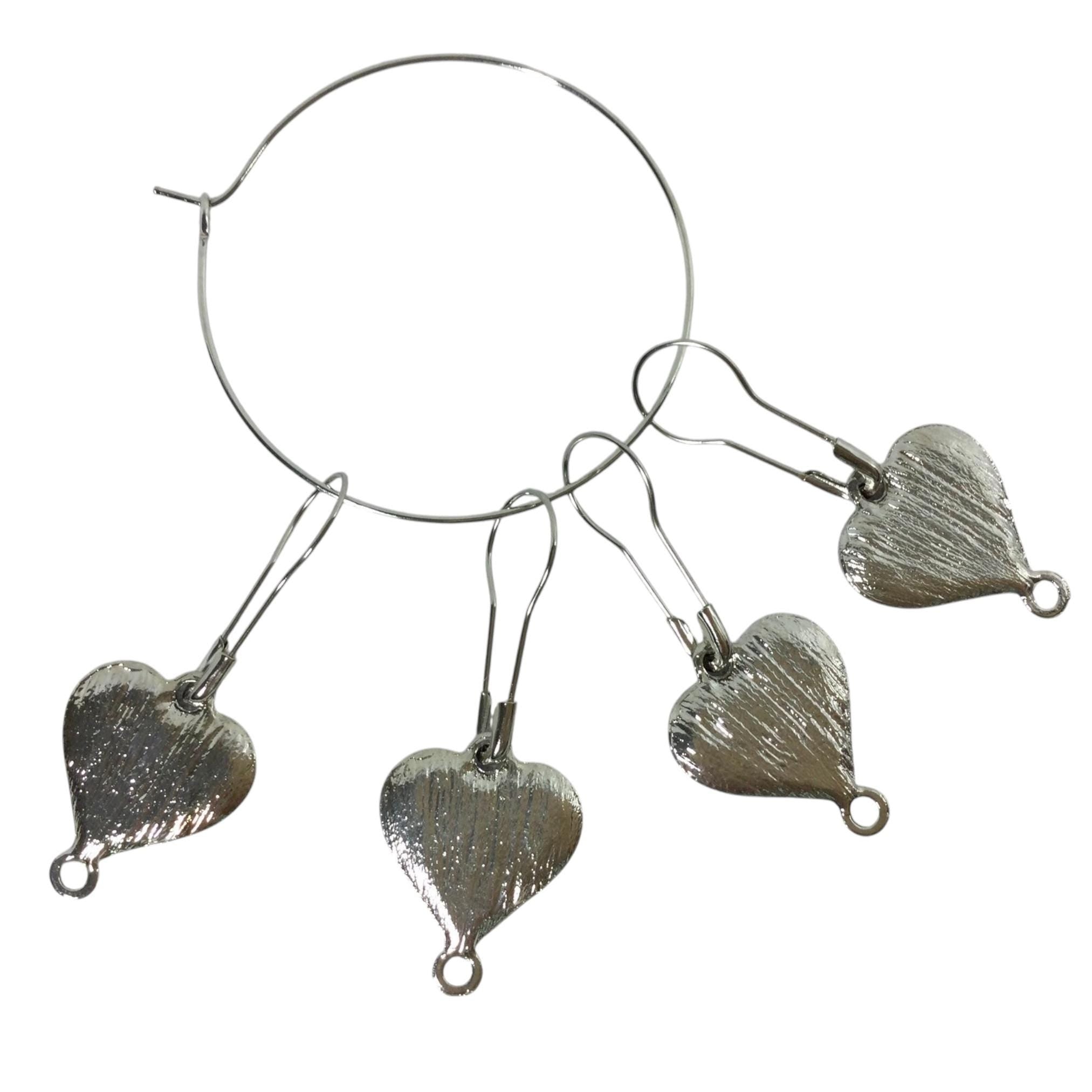 Heart Stitch Markers: Enamelled Knitting Crochet Charms (Set of 4)