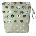 Extra Large Knitting Project Bag: Sheep Print, Zipped Tote