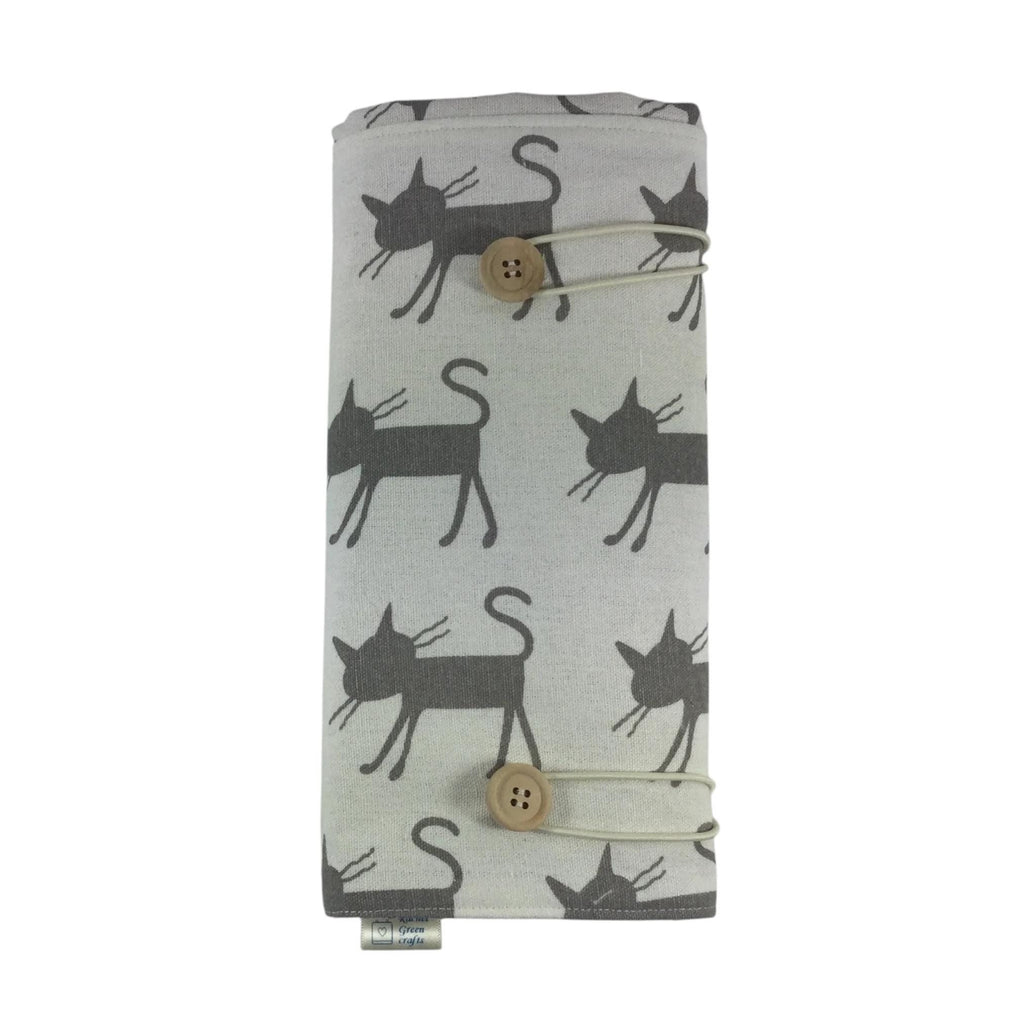 Double pointed knitting needle case with cats,  DPN or crochet hook case, sock knitters gift,