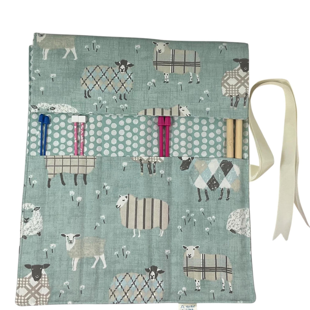 Straight knitting needle case, needle roll , sheep needle case, needle storage, knitting accessories, knitters gift,needle organiser