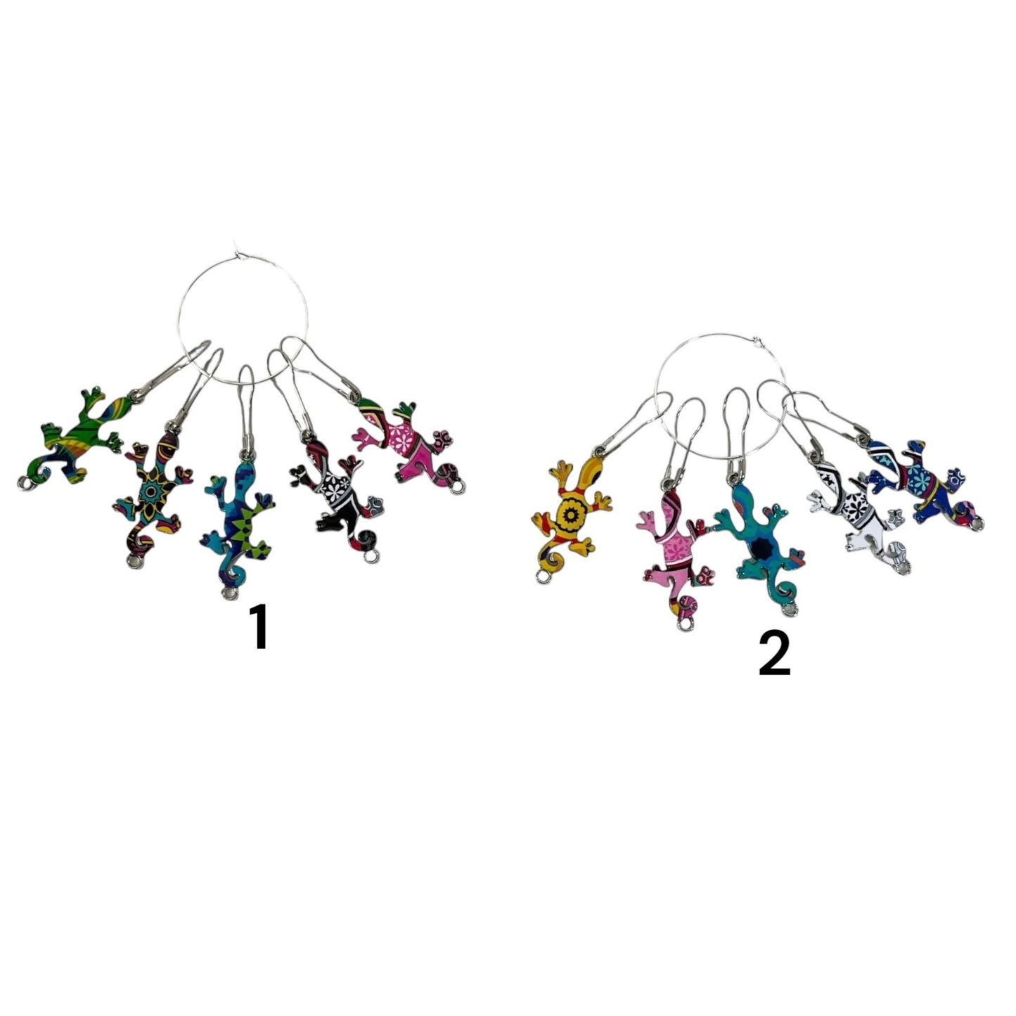 Lizard enamelled Stitch markers for knitting and crochet