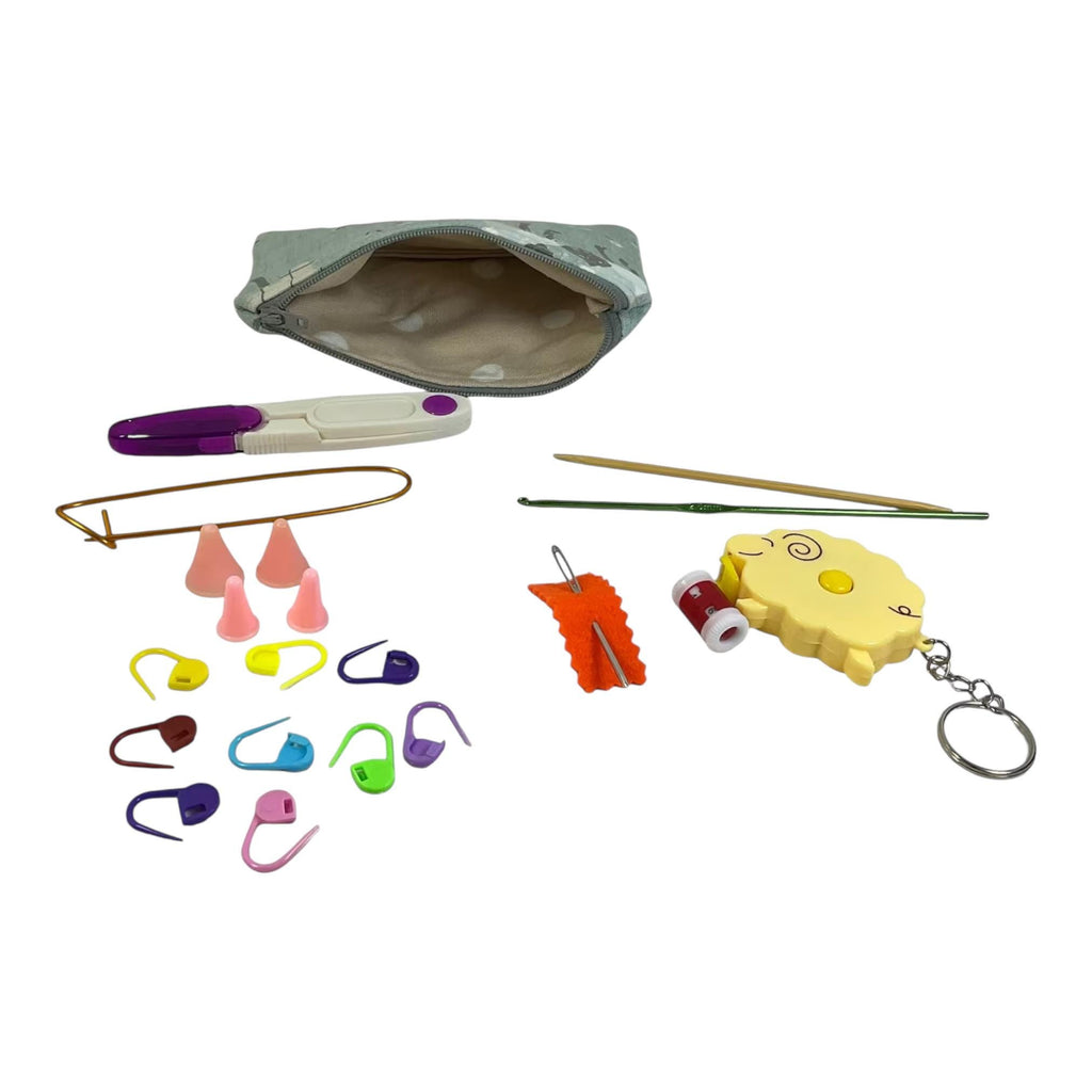 Sheep Fabric Notions Kit: Knitting Crochet Travel Case