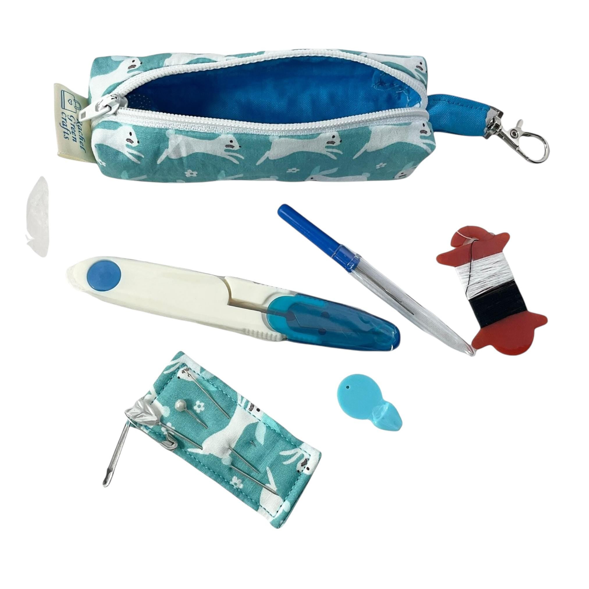 Mini sewing kit with lanyard clip , travel mending case, keyring needle case, keychain sewing notions, stocking filler, christmas gift