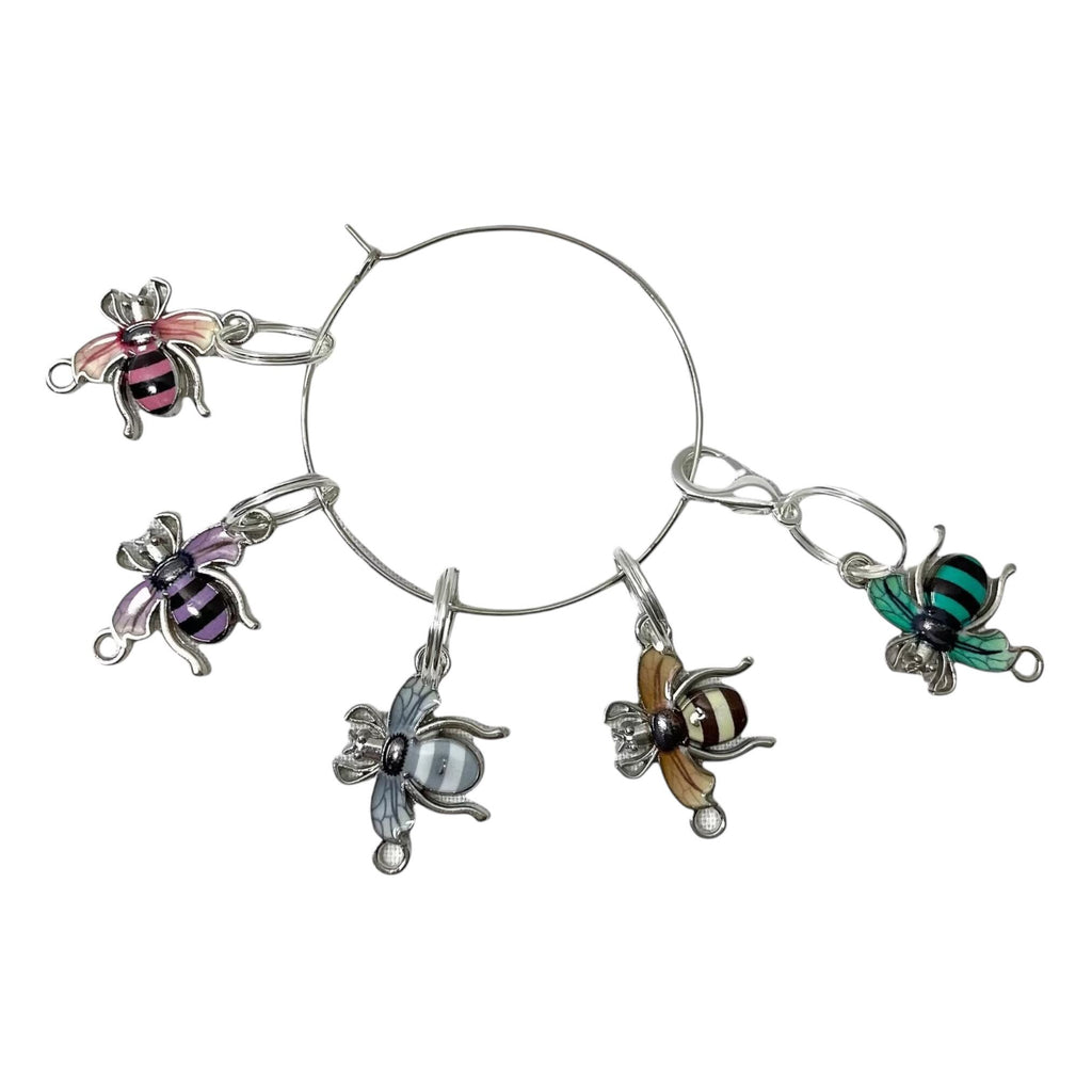 Enamelled Bee Stitch Markers: Colorful Knitting Progress Charms