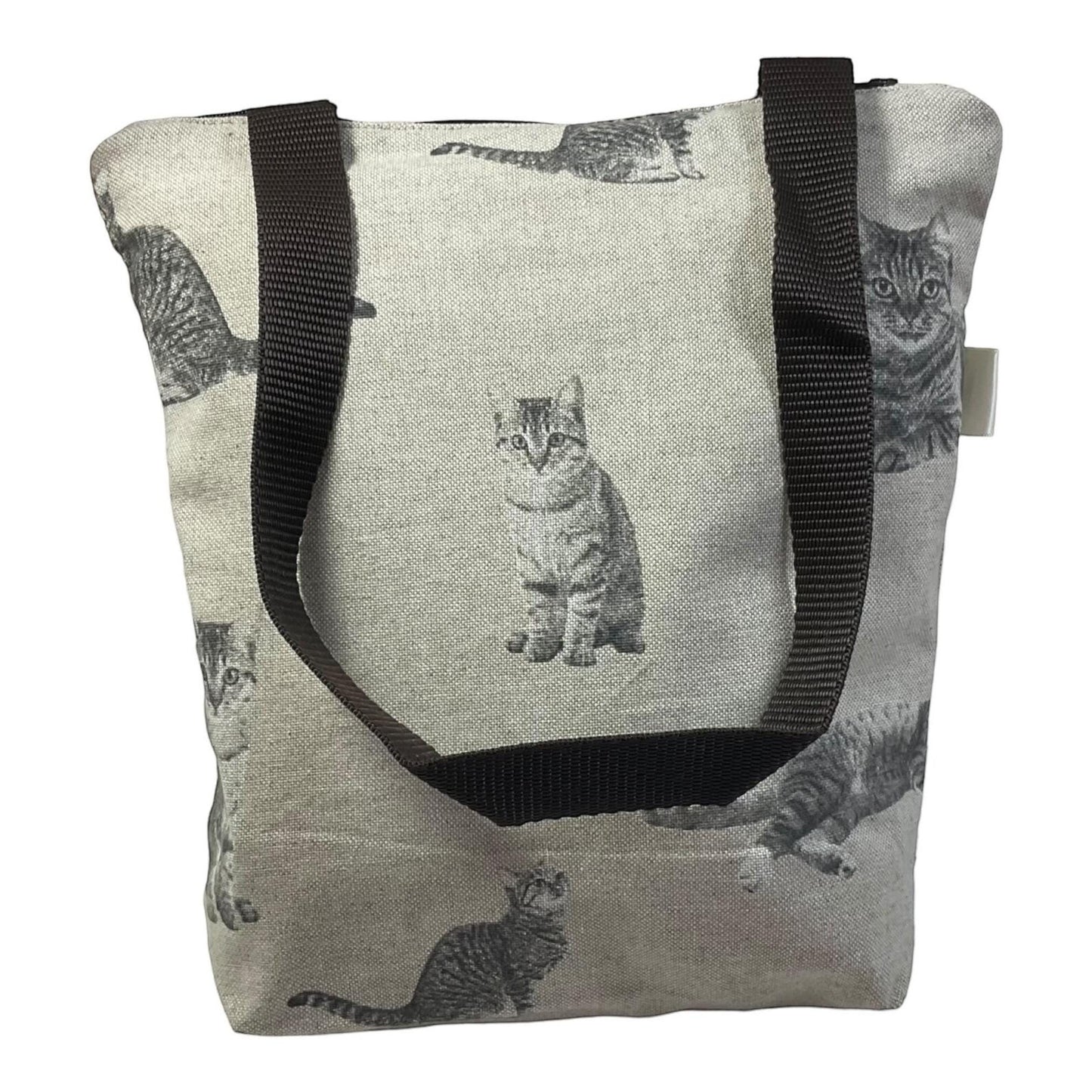 Small cat tote bag with zip closure