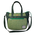 Harris tweed Crossbody Handbag,green floral faux leather tote, floral shoulder bag, zip pocket large adjustable strap organiser bag