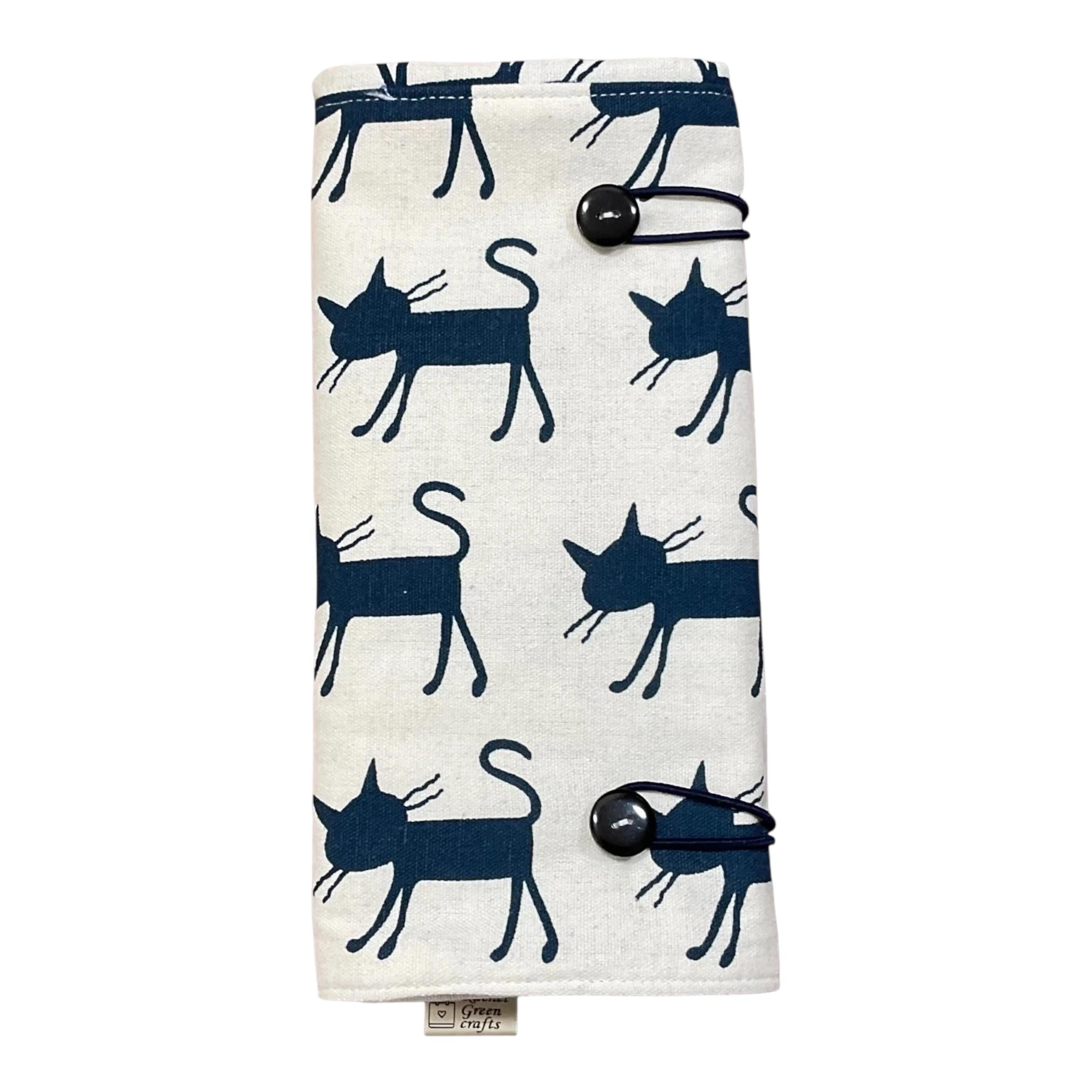 Double pointed knitting needle case with cats,  DPN or crochet hook case, sock knitters gift,