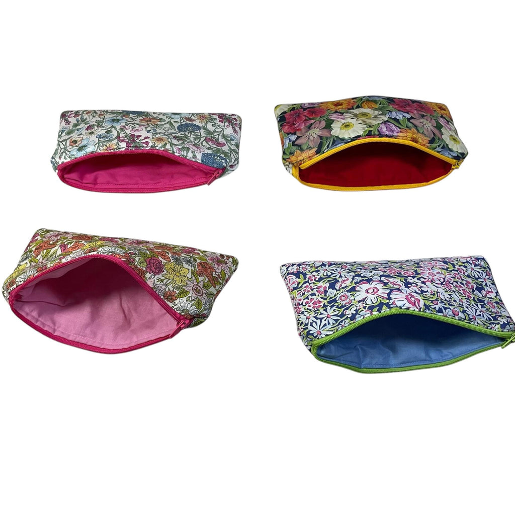 Liberty fabric floral zip case, small makeup pouch, pencil case, phone case, notions holder, handbag organiser, sunglasses holder, privacy