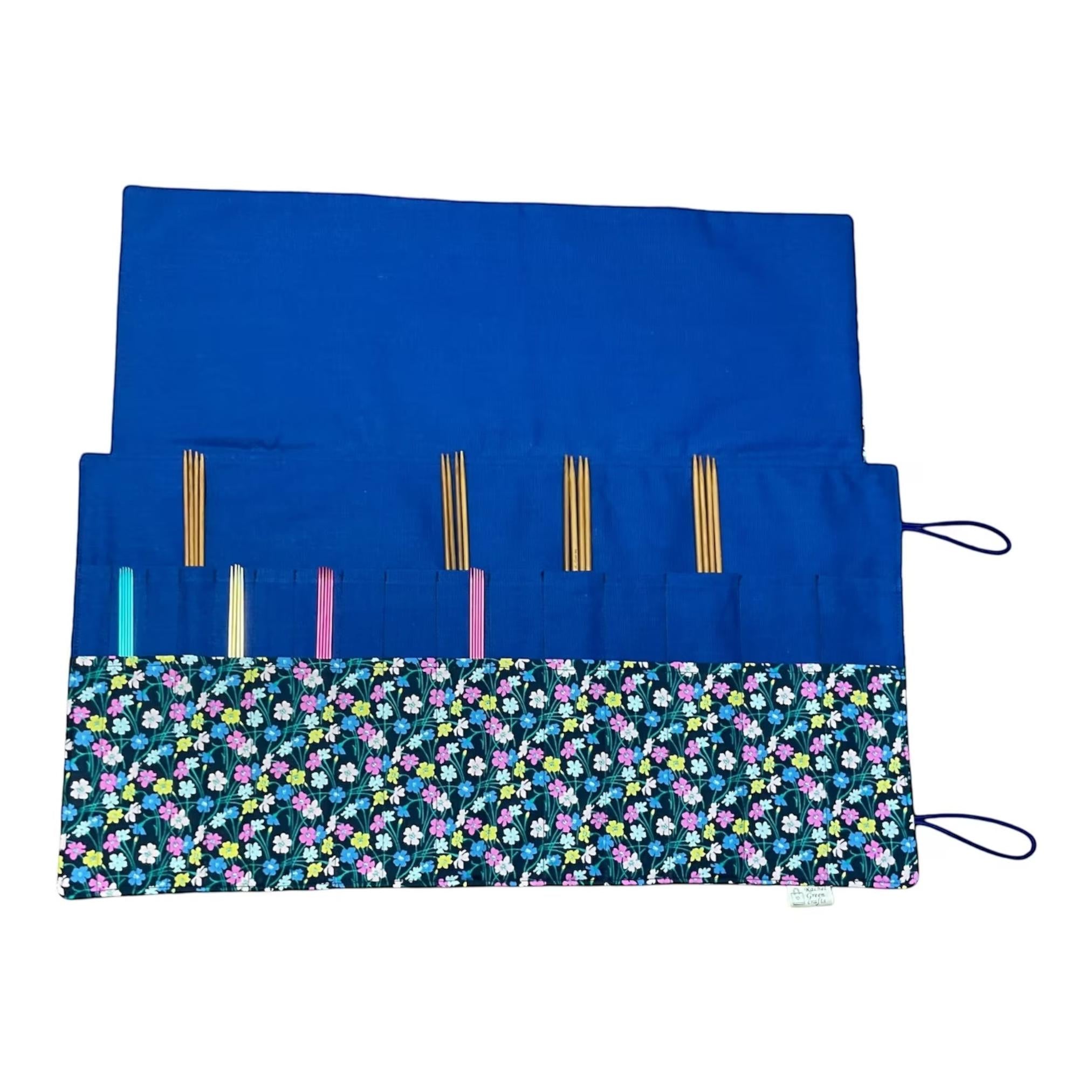 Double pointed knitting needle case made in Liberty floral fabric,  DPN or crochet hook case, sock knitters gift,