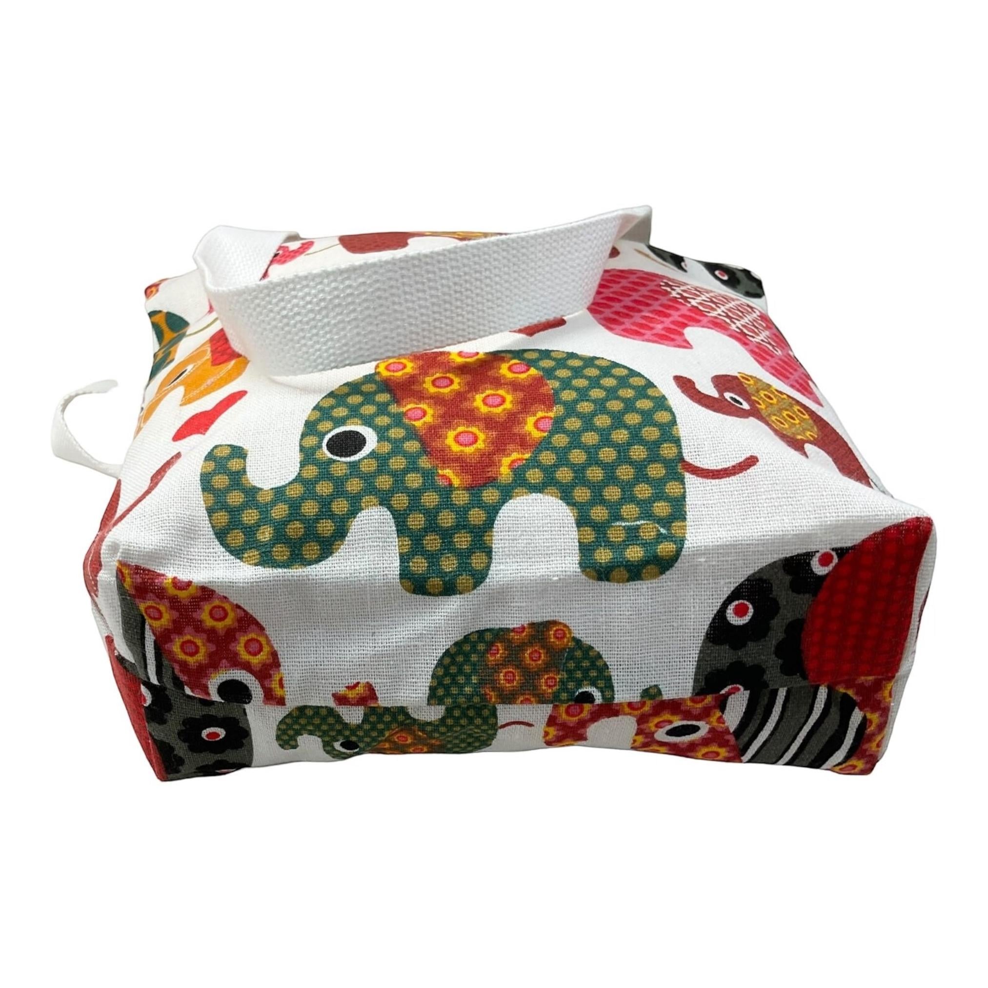 Elephant print canvas tote bag with zip closure, jungle creatures small cotton book purse with pockets, gift for girls