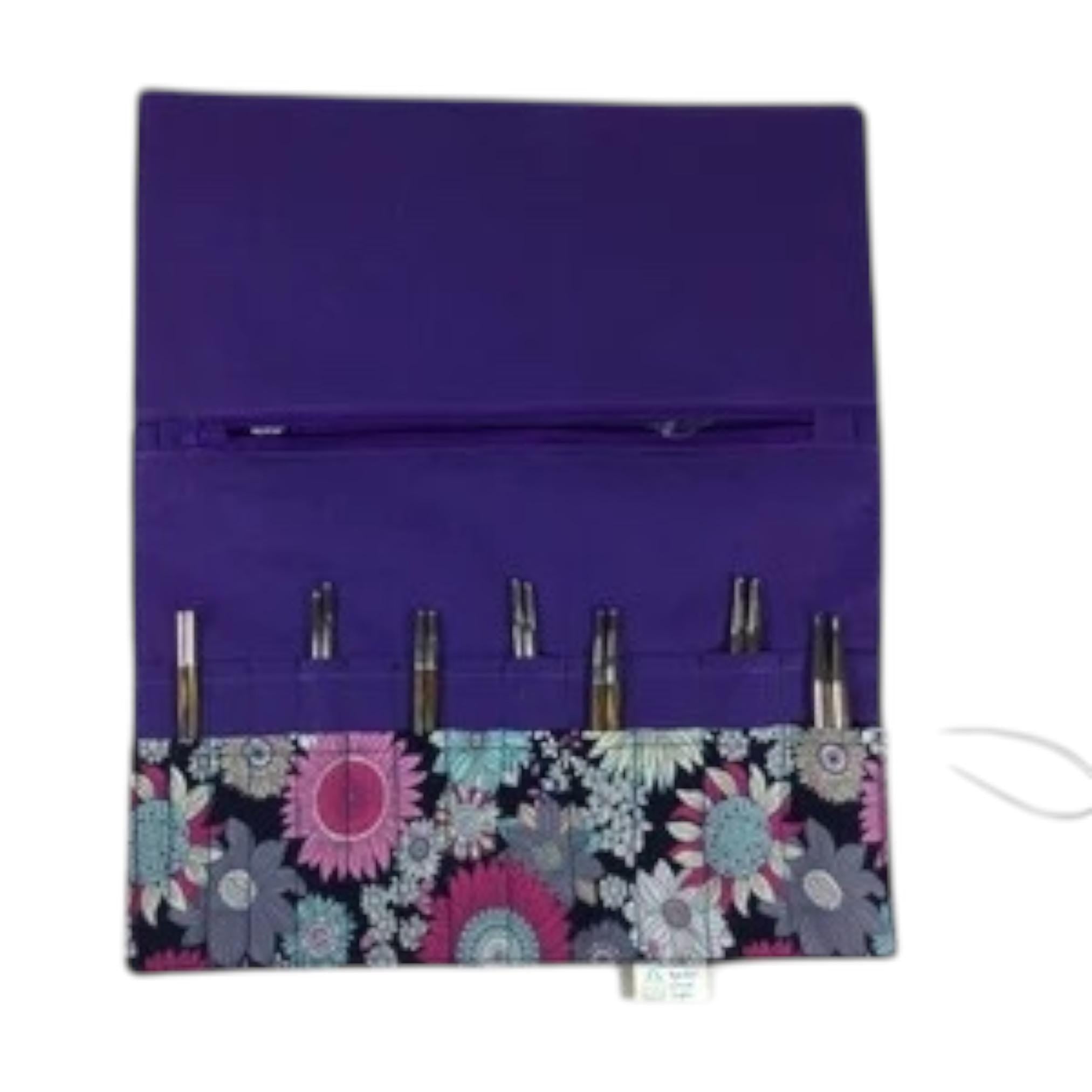 Floral Interchangeable needle case, interchangeable organiser, addi needle storage, chiagoo  folding pouch, knit pro, hiya hiya case,