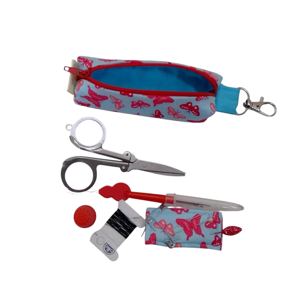 Mini sewing kit with lanyard clip,travel mending case, keyring needle case, keychain sewing notions, stocking filler, christmas gift
