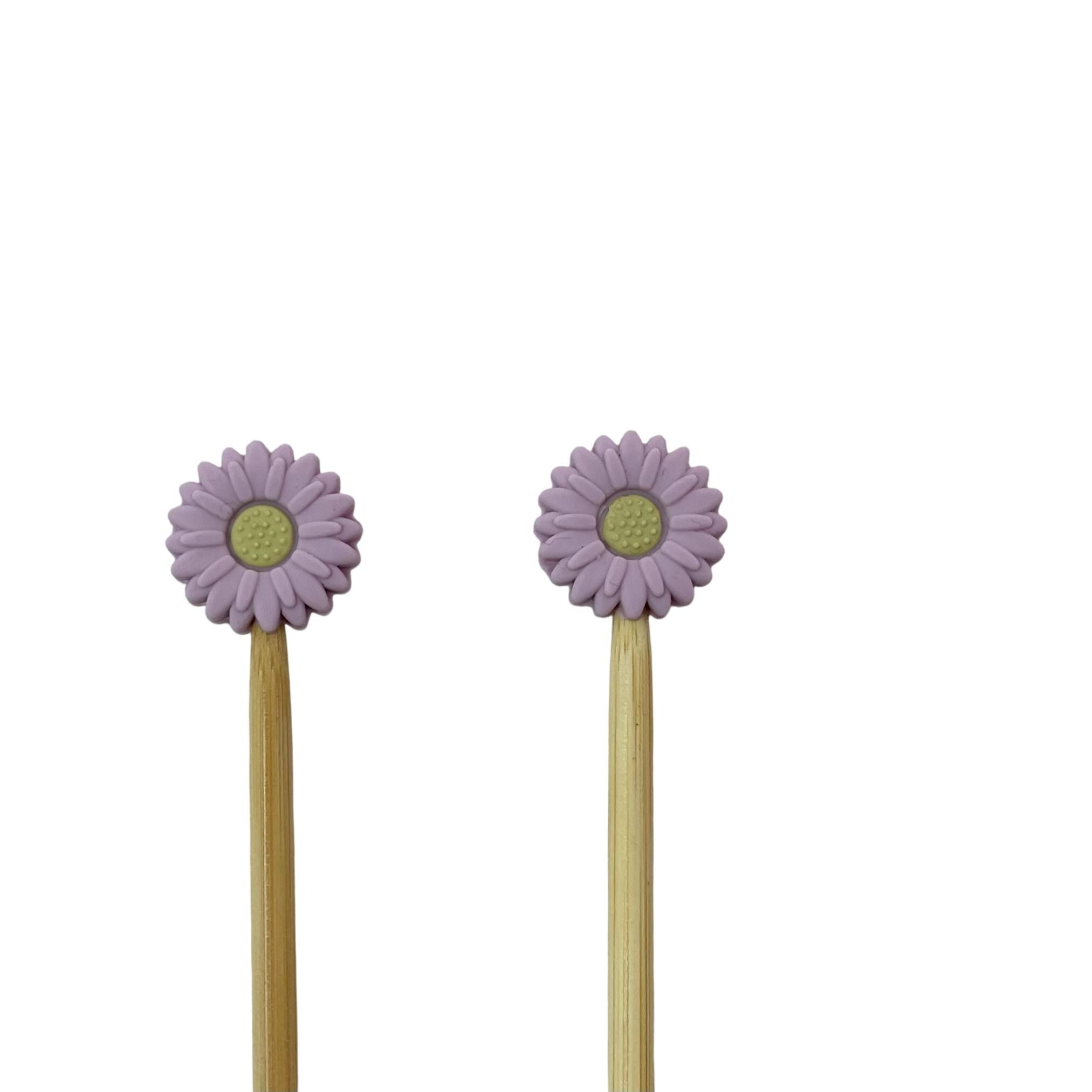 Floral stitch stopper, sunflower needle point protector, daisy knitting needle stitch stopper