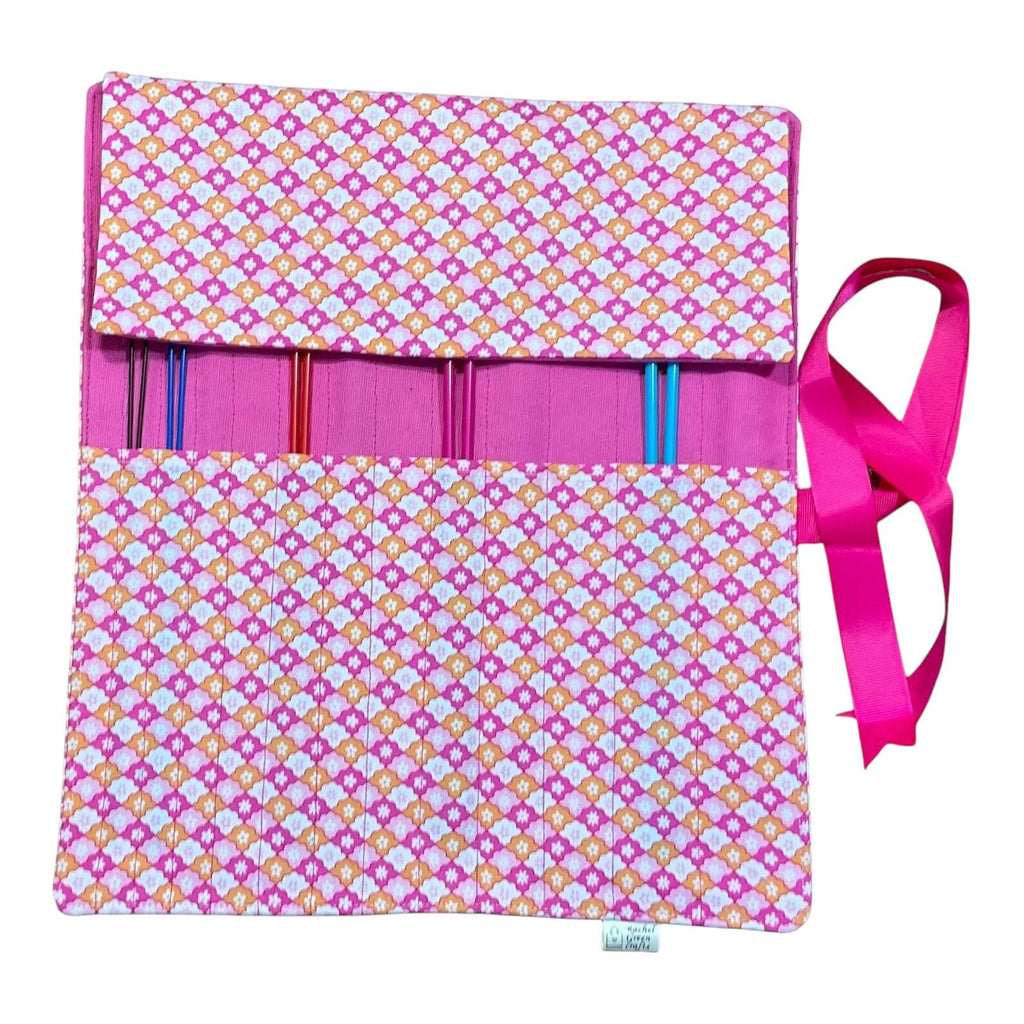 Liberty floral print Straight knitting needle case, needle roll, ribbon tie storage, knitting accessories, knitters gift,needle organiser