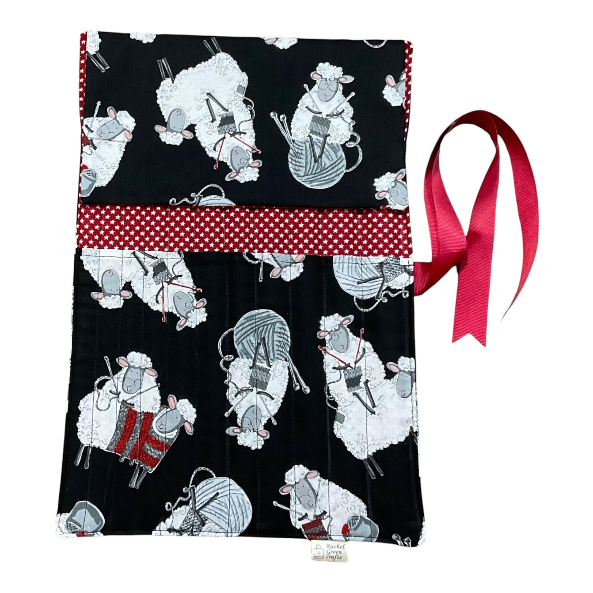 Knitting Needle Set in Sheep Print Roll-Up Case