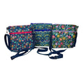 Liberty fabric slim shoulder bag with multi pockets, messenger style paisley  floral phone purse