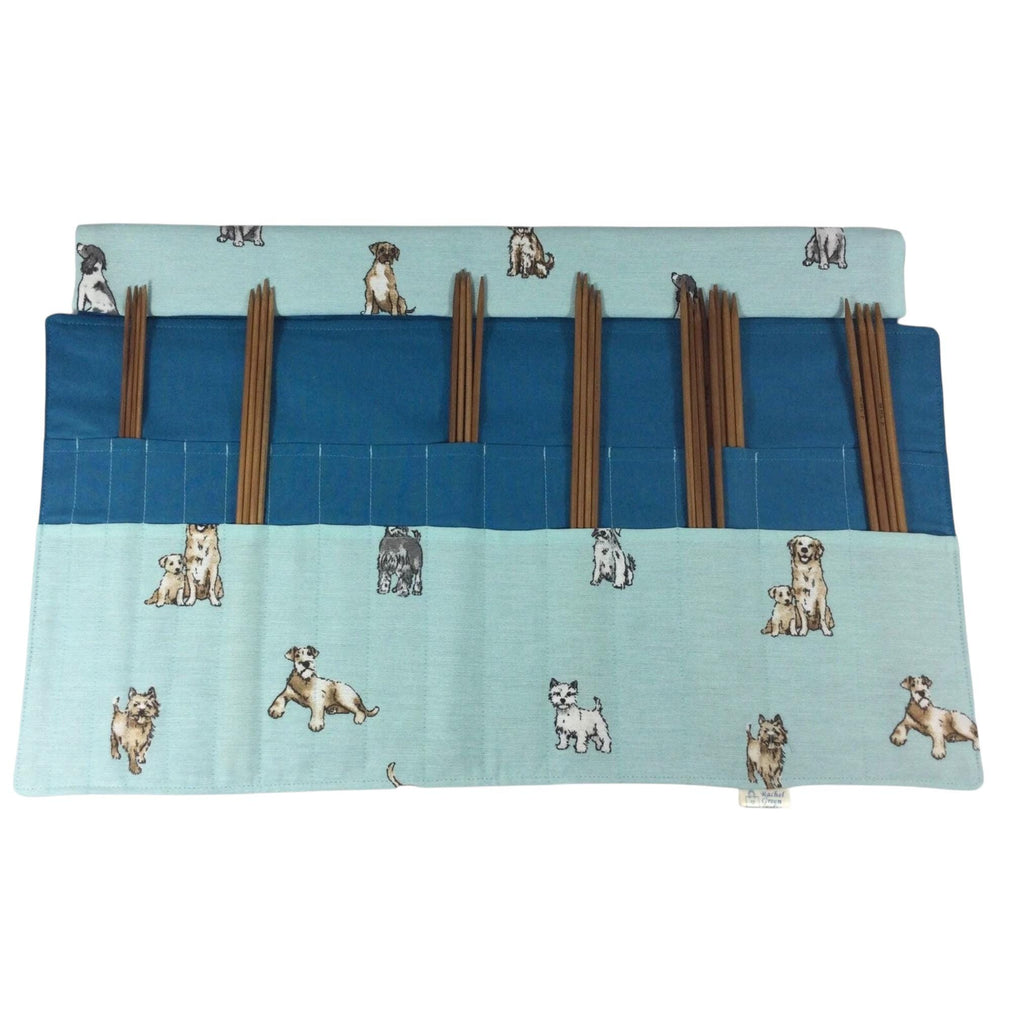 Double pointed knitting needle case with dogs,  retriever and spaniel  DPN or crochet hook case, sock knitters gift,
