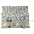 Circular knitting needle case with natural and red sheep,  fixed circular wallet,  sock needles storage pouch, knitters gift