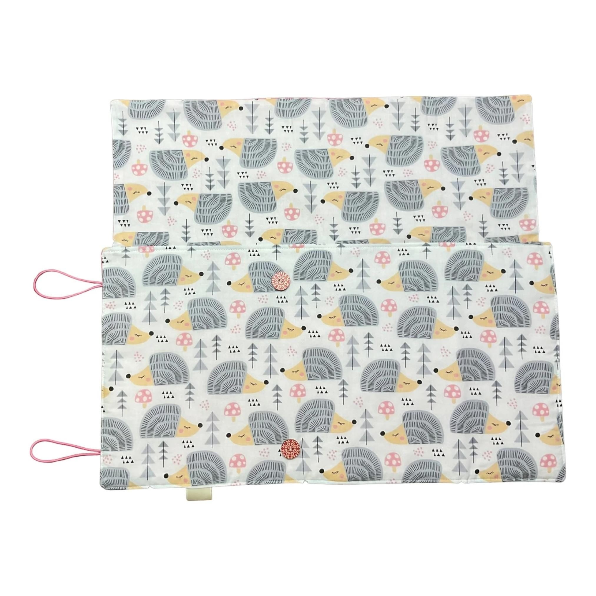 Double pointed knitting needle case with hedgehogs,  DPN or crochet hook case, sock knitters gift,
