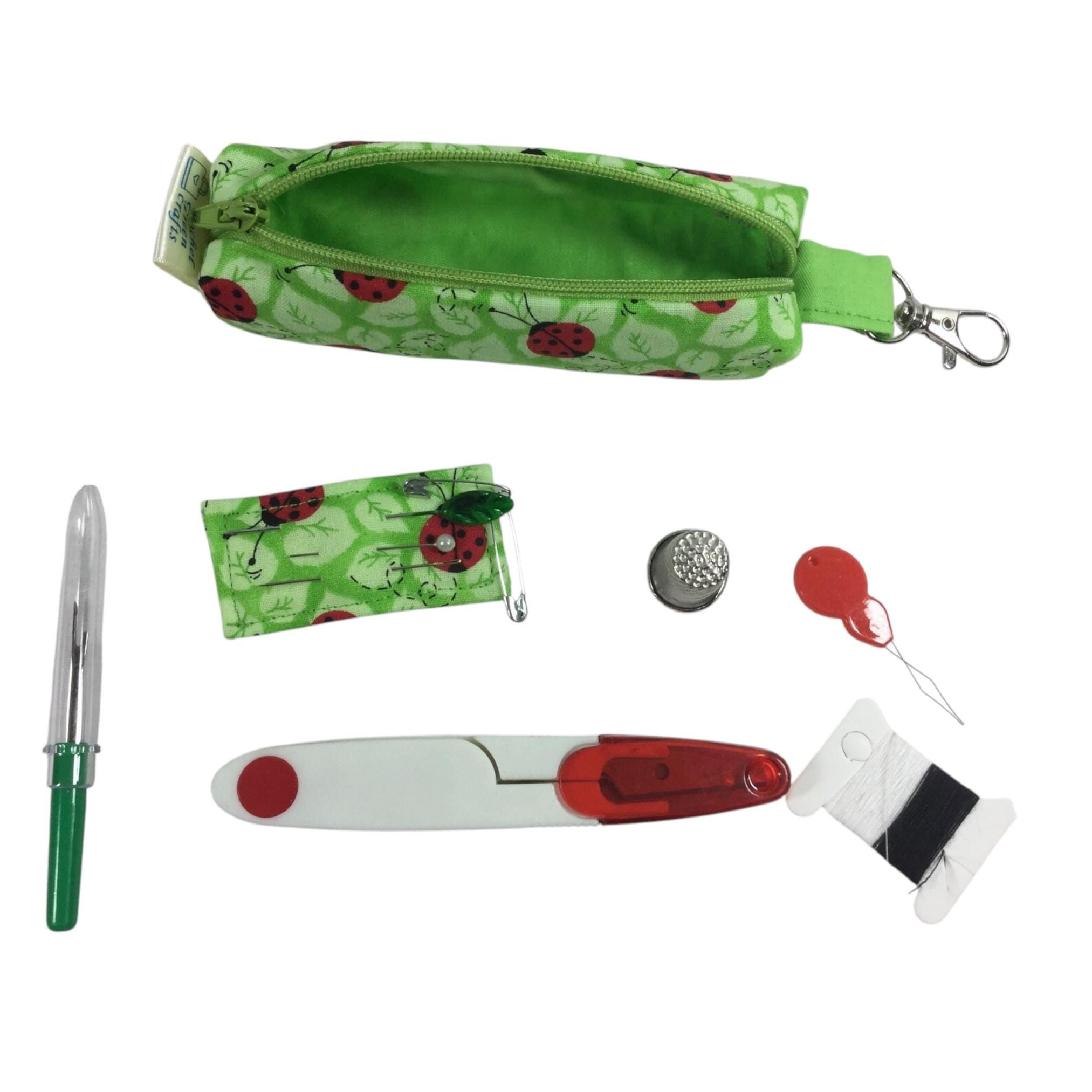 Mini sewing kit with lanyard clip, travel mending case, keyring needle case, keychain sewing notions, stocking filler, christmas gift