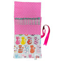 Cat Fabric Knitting Needle Set: Straight Needles Roll-Up Case