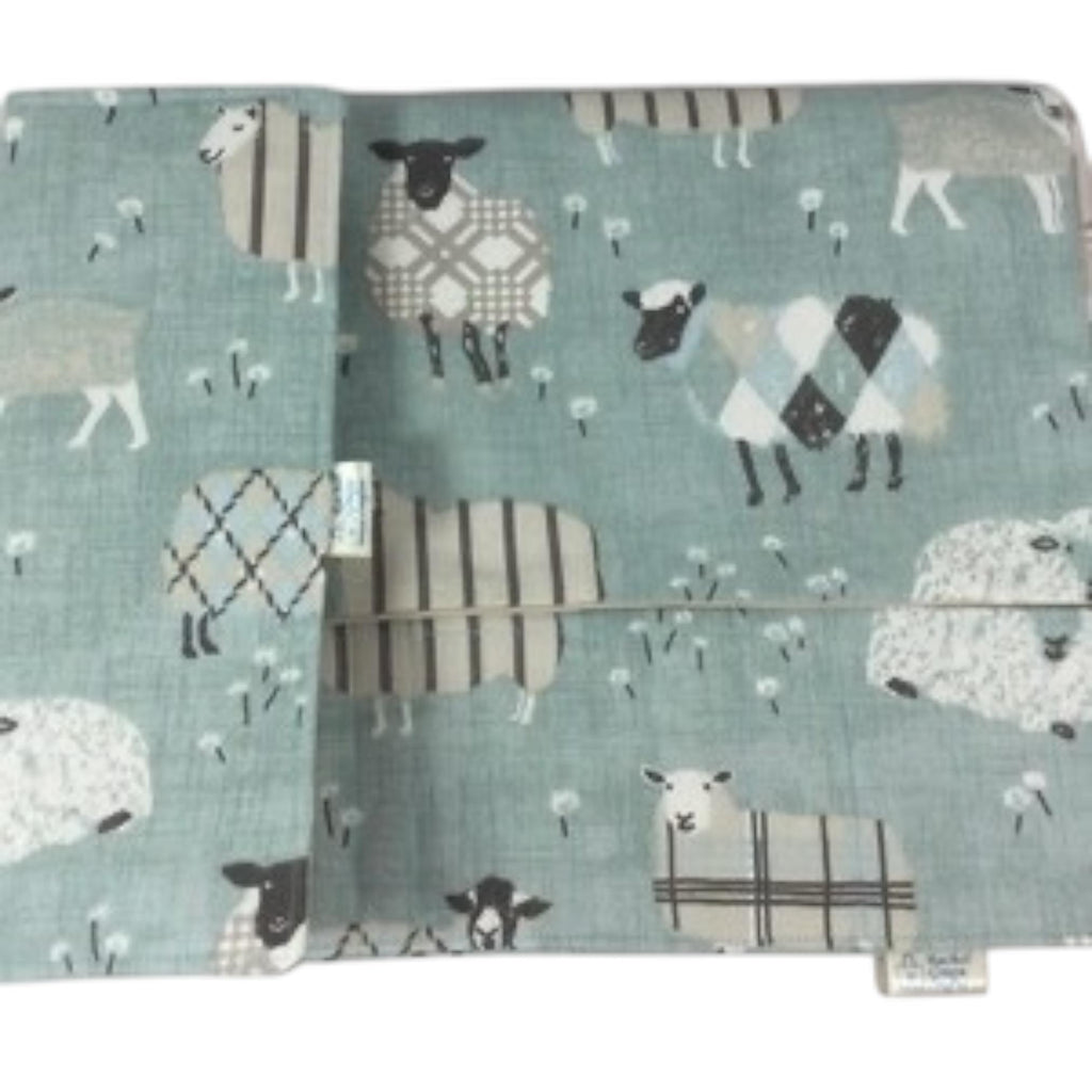 interchangeable and double pointed needle case with turquoise sheep, knitting needle pouch, hiya hiya case, knit pro wallet