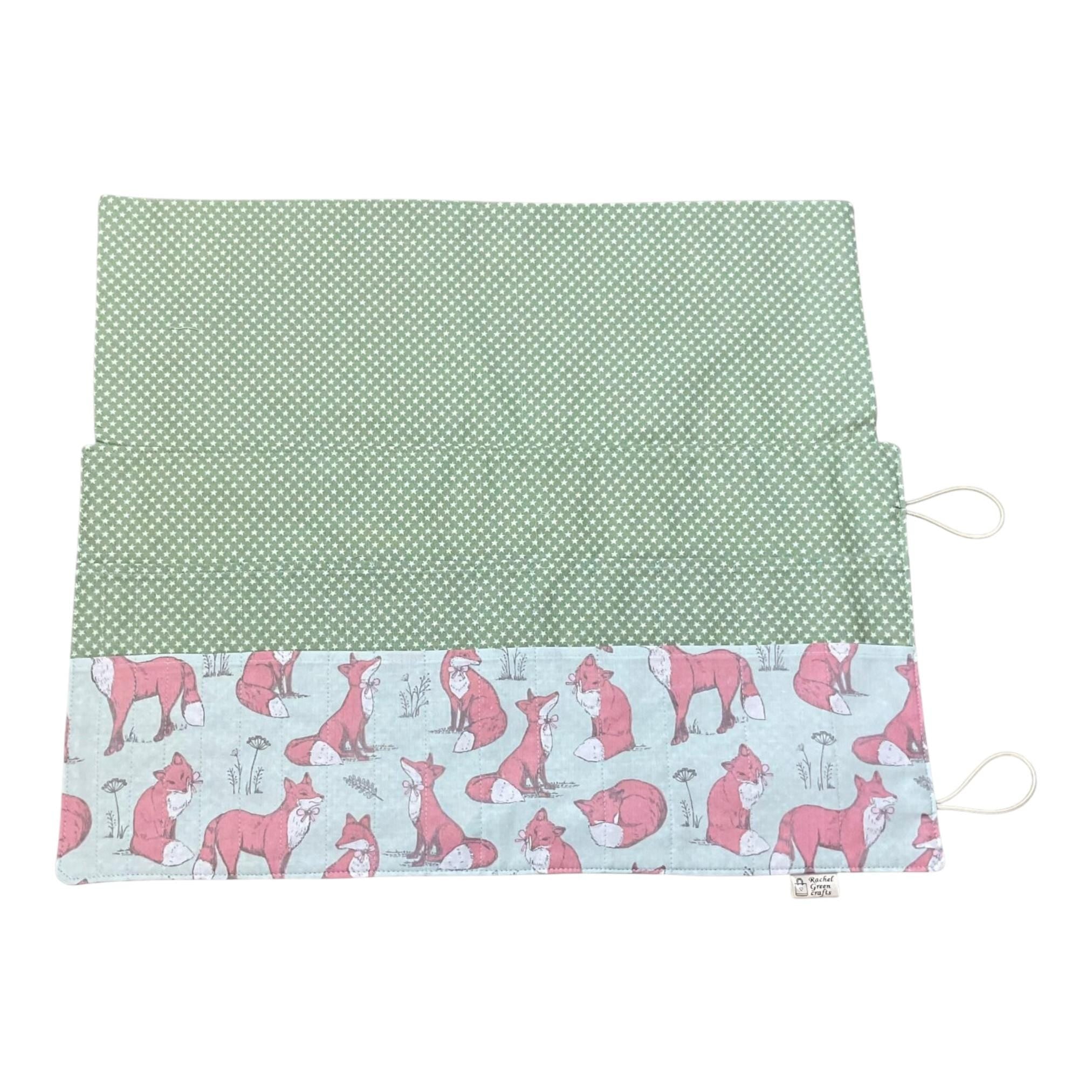 Double pointed knitting needle case with foxes,  DPN or crochet hook case, sock knitters gift,
