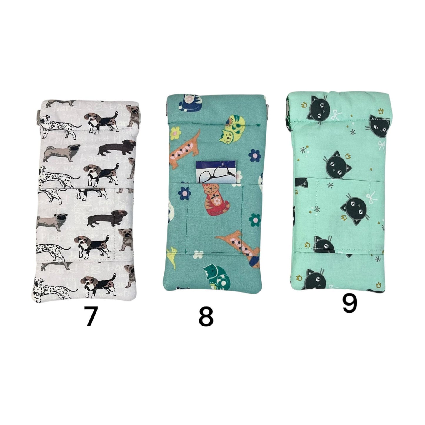 Snap shut fabric glasses case