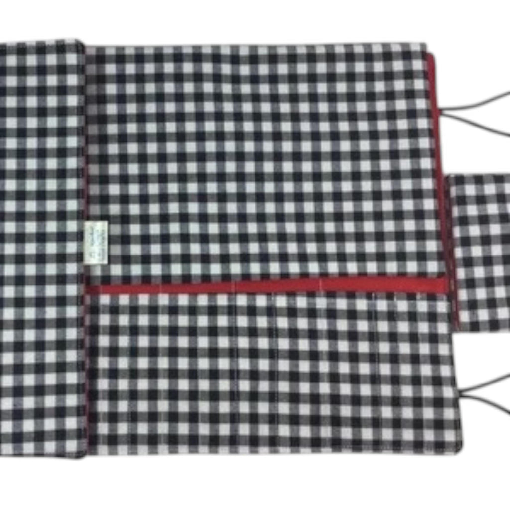 Black and white gingham interchangeable and double pointed needle case, checked knitting needle pouch,knit pro wallet, sock needle case